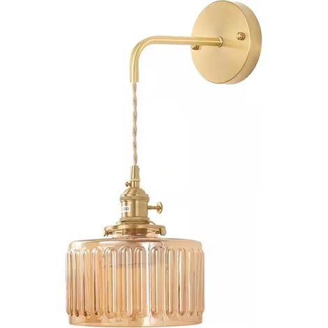 Lampe de Chevet Style Industriel Rétro LED 4W - Pour Chambre - Verre Stripé & Murale - Lumière Chaude 2700K - Chaîne Réglable (1/5)