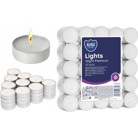 AURA Candles Lights Night Premium 8h 50 Stück pf30-50s