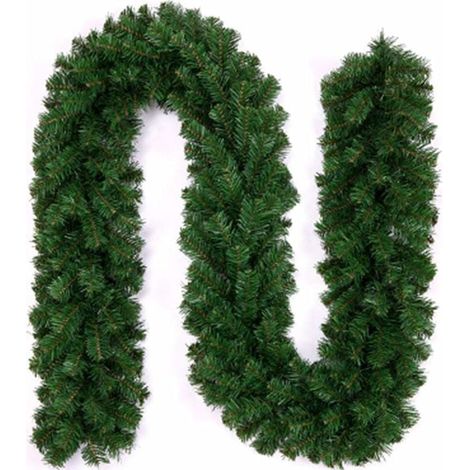 Künstliche Weihnachtsbaumgirlande, dekorativer Kopf, für drinnen und draußen, grüne Weihnachtsdekoration, grünes Ornament, Weihnachtsschmuck, grünes Gras, Weihnachtsschmuck für Ihre Tür, Wand, 2,7 m ( (1/4)