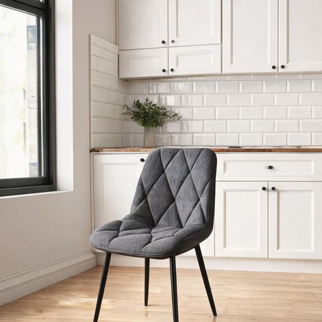 Ensemble table et 4 chaises de salle à manger gris ardoise en MDF (1/5)