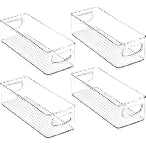 Petits bacs de rangement de bureau en plastique avec poignées pour organisation dans classeur, étagère de placard ou tiroirs de bureau, organiseur pour notes, stylos, crayons, collection Ligne, lot de (1/5)