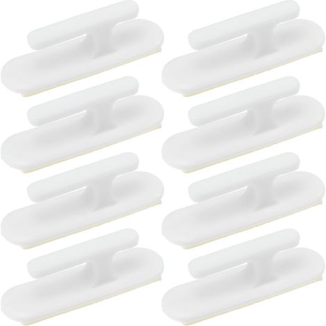 8pcs Crochet de Fixation pour Fenêtre et Taquet pour Corde de Rideau Blanc en Plastique, Facile à Coller, Adhérence Forte, pour Bureaux et Chambres Modernes (1/5)