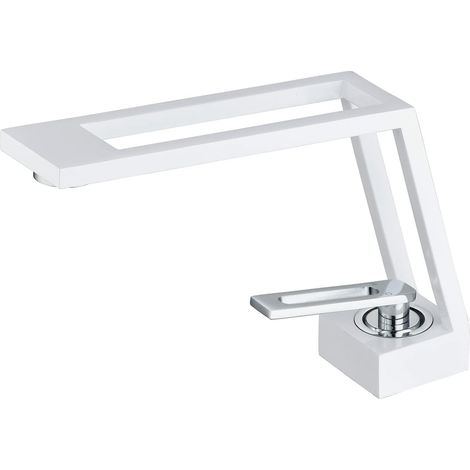 ZOLGINAH Grifo monomando para lavabo de baño, grifo de lavabo de latón moderno, grifos de lavabo de diseño creativo, blanco y cromo (1/5)