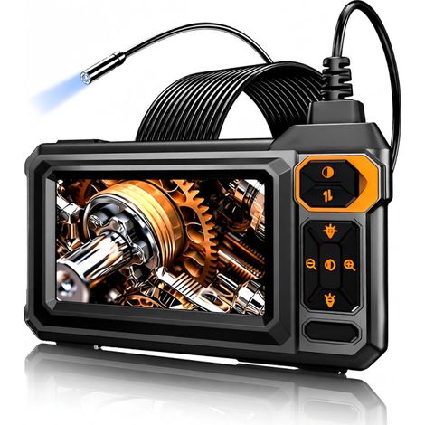 Industrielle Endoskopkamera (8,5 mm HD1080p), 4,3-Zoll-IPS-Bildschirm, 16,5-TB-Speicherkarte, Rohrinspektionskamera für die Kfz-Reparatur, wasserdicht (IP67), 8 LEDs