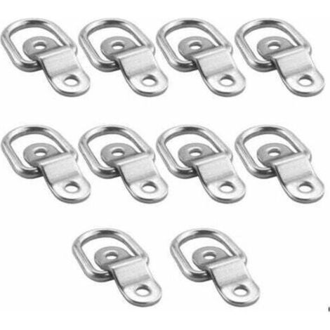Lot de 10 Anneaux d'Arrimage en D pour Remorque, Fixation Sol Robuste 580 kg, Accessoire Sécurité Transport et Camping (1/4)