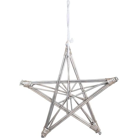 Estrella decoración de mimbre plateada 70x70x5 (1/4)