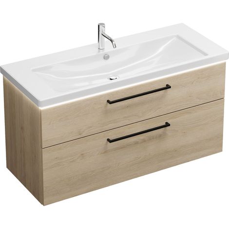 Vasque en céramique Burg Eqio + meuble sous-vasque en chêne, décor cachemire/blanc alpin GR0234