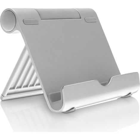 Nouveau support de téléphone paresseux en alliage d'aluminium Mini support de bureau réglable pour tablette de téléphone en direct argent (1/2)
