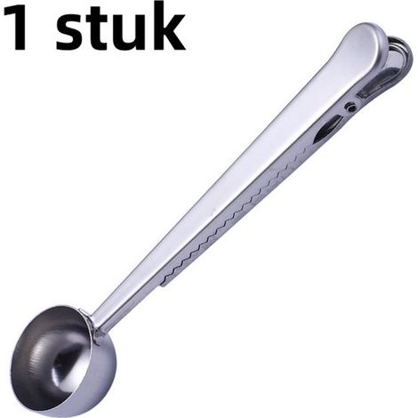 1 Stück Kaffeelöffel Clip Edelstahl Langstieliger Kaffeelöffel Messlöffel für Proteinpulver Silber (1/5)