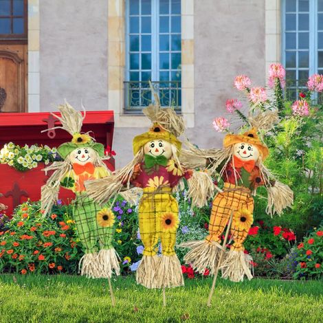 [Decoración de otoño] + [Espantapájaros] + [Estatua adorable] + [Adornos de calabaza de Halloween en miniatura - 40 cm - 3 colores] (1/5)
