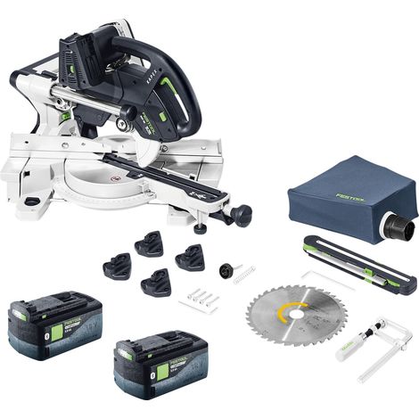 Festool KAPEX KSC 60 EB-Basic Akku Kapp Zugsäge 18 V / 36 V 216 mm Brushless + 2x Akku 5,0 Ah - ohne Ladegerät
