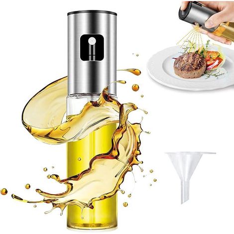 Distributeur d'huile en spray pour friteuse à air, pulvérisateur de cuisine en acier inoxydable, brumisateur à huile avec récipient en verre alimentaire (1/5)