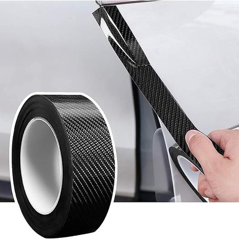 Protection de Seuil de Portière de Voiture 3cmx10m en Fibre de Carbone 5D Film de Protection Autocollant pour Portière de Voiture/Pare-Chocs Avant et Arrière/Protection de Seuil (Noir) (1/5)