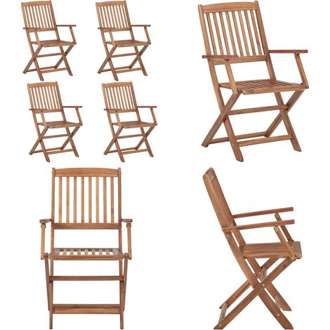 Chaises pliables d'extérieur lot de 4 Bois d'acacia solide - Chaise Pliante - Mobilier De Jardin - Chaise Extérieure - Acacia - Terrasse - Home & Living (1/5)