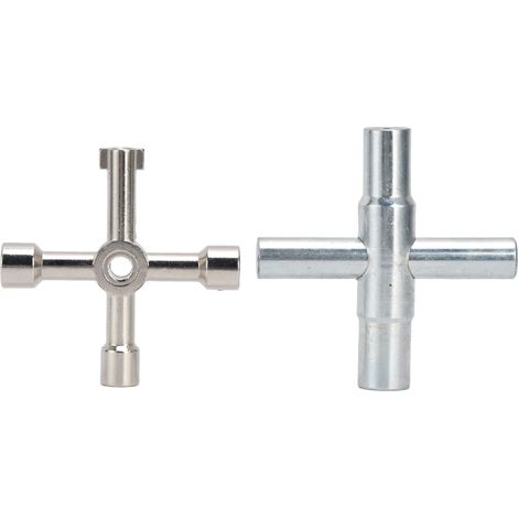 2 pièces Clé à 4 voies Robinet Extérieur Portable Pratique Durable Compacte pour Vis de Gaz et Électricité (1/5)