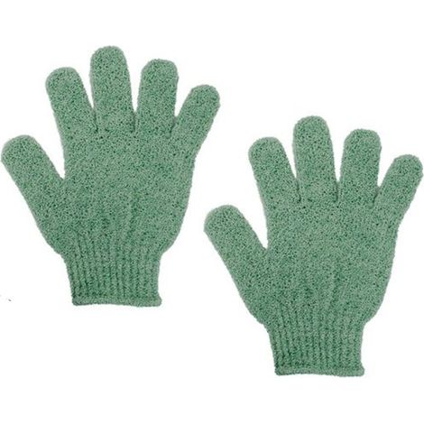 Cleafe - Set 2 Pezzi Guanti Di Crine Per Doccia Bagno Esfoliante Pelle Corpo Verde 79722 - (1/2)