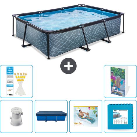 Exit Pool Rechteckig - Steinoptik - 300x200x65 cm - 7-teilig S303