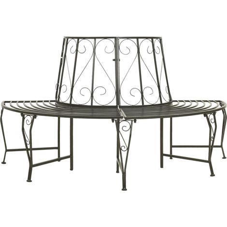 Panca da giardino mobili da giardino per esterni semicircolare giardino albero terrazza 160 cm grigio argento acciaio 020011136
