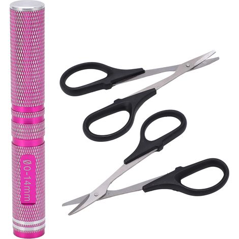 Kit d'accessoires universel pour voiture RC avec ciseaux courbes et poinçon 0‑14mm, idéal pour drone et modélisme, couleur rose. (1/5)