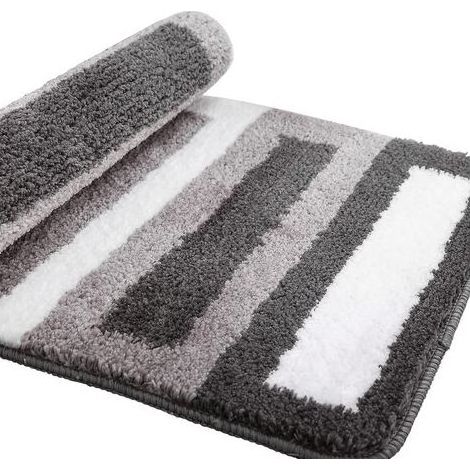 Rutschfester Badteppich Küchenteppich Weicher Badezimmer-Teppich Duschvorleger aus weicher Mikrofaser, schnelltrocknend, wasserabsorbierend, maschinenwaschbar – 40 x 60 cm (Grau) (1/4)