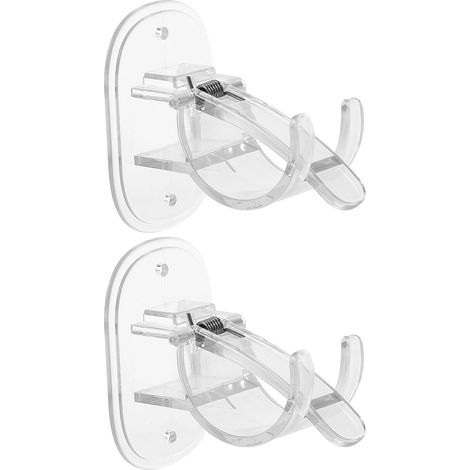 Support de Tringle à Rideau Auto-Adhésif 2Pcs Fixation Murale Plastique Transparent Installation Facile Accessoire Pratique pour Rideaux de Bain et Tonnelles (1/5)
