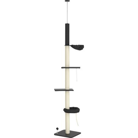 PawHut 5 Tier Cat Climbing Tower, 240-270cm Height Adjustable, Dark Grey (1/5)