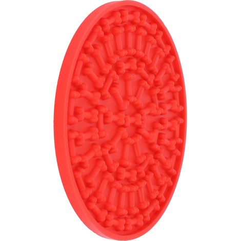 Rutschfeste Silikon-Futtermatte für Hunde mit Saugnäpfen, 2er-Set, für Fütterung, Fellpflege und Baden, rot, leicht zu reinigen (1/5)