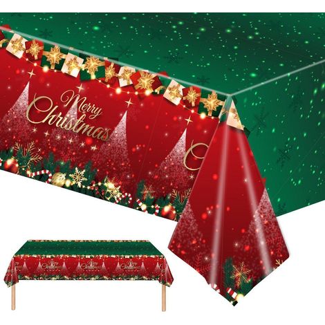 Weihnachtstischdecke Rot Grün 137x274cm Rechteckig Abwaschbar Polyester