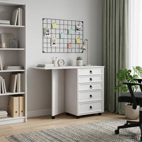 Cabinet à roulettes avec tiroirs et plateau pliant CORONA Blanc (1/5)