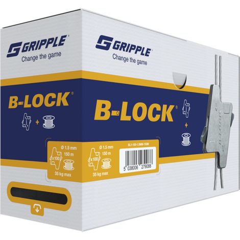 Caja con 30 piedras B-Lock con 1 carrete de 50 m de cable D1.5mm Gripple