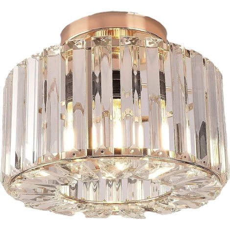 Plafonnier Doré en Cristal Industriel Semi-encastré Moderne pour Couloir, Salon, Salle à Manger (1/5)