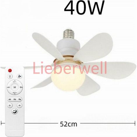 Ventilateur Plafond LED 52cm 40W, Dimmable Télécommande, 6 Pales E27, Pour Chambre Salon (1/5)