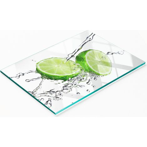 Tablero decorativo multifuncional de vidrio templado, color cal y agua, 80x52 cm. (1/5)