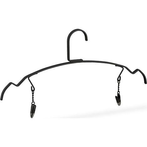 Set di 10 grucce in metallo per biancheria intima con clip 16,5 x 33 x 0,5 cm stile industriale in ferro nero 130008915
