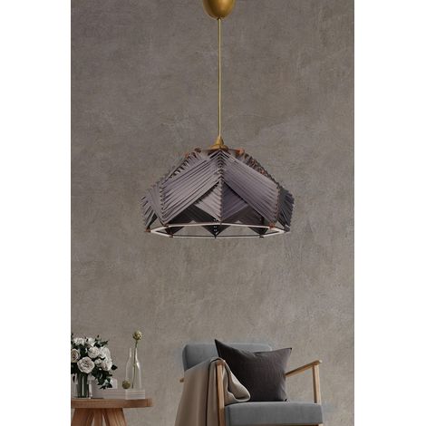 Lustre gris, 20 cm de hauteur x 35 cm de largeur, corps en plastique, douille E27 (max 40 W), câble réglable de 60 cm, pour la décoration d'intérieur moderne (1/3)