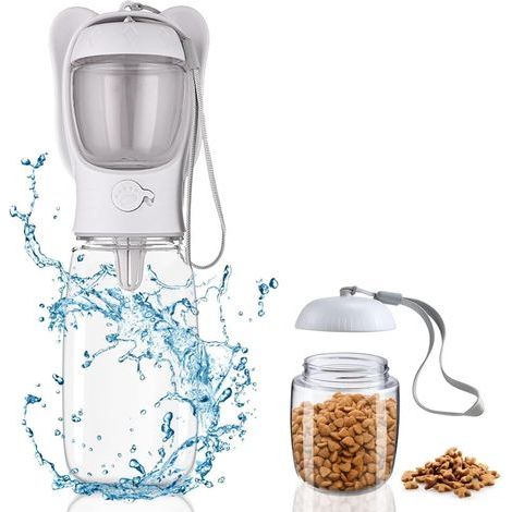 Eversweet Water Dispenser, Pet Travel Dog Water Bottle, BPA-Free, Antibacterial, 400ml (White)
