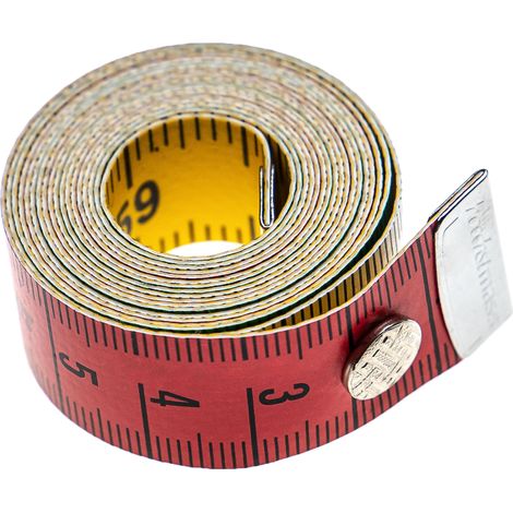 vhbw metro da sarto con bottone - Metro a nastro, 150 cm, in 4 colori, scala in cm + pollici, flessibile (1/3)