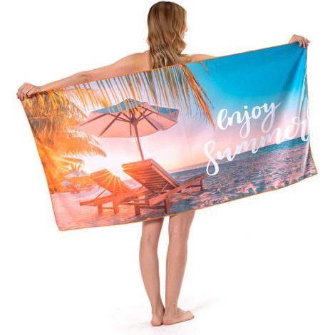 Serviette De Plage En Microfibre Double Éponge - Absorption Rapide Et Douceur - Pour Plage Piscine Et Extérieur - 80 X 160 Cm (1/5)