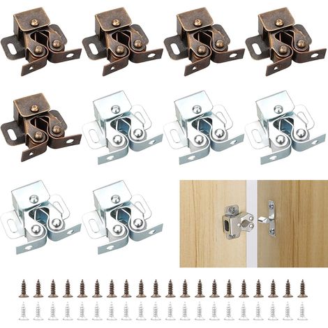 CCYKXA 10 Pieces Furniture Latches Cupboard Door Catch, Double Roller Cupboard Door Latches for Cupboard (Two Colors) (1/5)