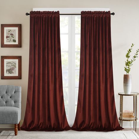 Lot de 2 Rideaux occultants en Velours pour Chambre à Coucher, Rideaux de fenêtre occultants à Isolation Thermique pour Salon, Bureau, Appartement, Salle de Bains, 132 x 213 cm (l x L) (1/5)