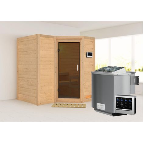 Sahib 1 Eck,9kW Bio.Strg easy graphitfarbende Ganzglastür