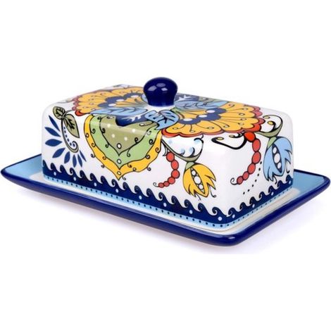 Mantequera de porcelana pintada a mano, decorativa para la mesa (1/5)