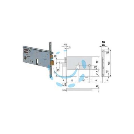 ELETTROSERRATURA DA INFILARE PER FASCE MM.77 H 14460 14461 - mm.70 (14461900) frontale mm.20