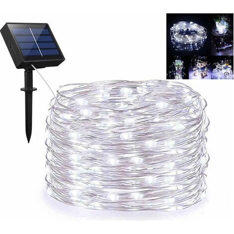 Luci a stringa solare, luci a stringa solare da esterno con 100 LED 33 piedi filo di rame argento 8 modalità impermeabile per la decorazione di alberi all'aperto casa festa matrimonio patio paesaggio (1/5)