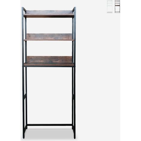 Mobile bagno coprilavatrice asciugatrice WC 3 ripiani 63x24x157h Tamiq - Marrone - Nero