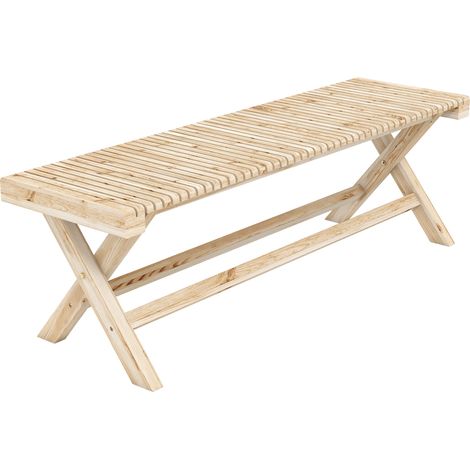Banc Upperwick 2 Places Assise Lattes Bois Massif Naturel Jardin Terrasse Salon 140 cm (1/5)