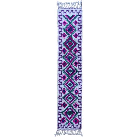 Authentique tapis berbère 60x300 crème et rose BENI OUARAIN DL