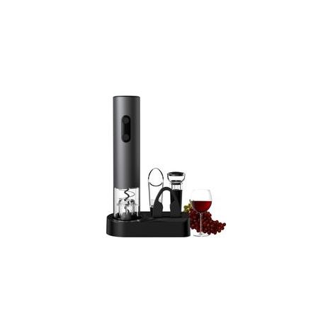 Ouvre-bouteille électrique, kit 4 en 1 avec base, tire-bouchon automatique sans fil à piles avec coupe-capsule, verseur et bouchons à vide (1/5)