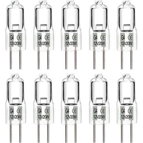 10 Pièces Ampoules Halogènes G4, Ampoule G4 Blanc Chaud 12V 20W, Capsule Transparente, Pour Lustre, Placards, Plafonnie (1/4)