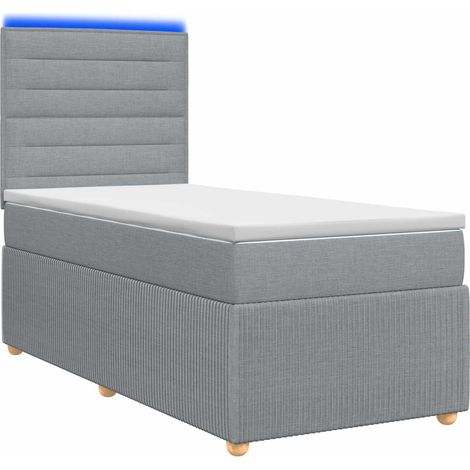 Maison Exclusive - Letto Box Spring LED con Materasso Grigio Chiaro 100 x 200 cm (1/5)